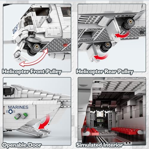 JMBricklayer CH-53 Helicopter Building Set 60008, Military Transport Helicopter Toy Aircraft Model Kit - Image 4