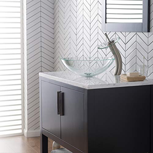 Kraus Crystal Clear Glass Vessel Sink and Waterfall Faucet Set #TOP25