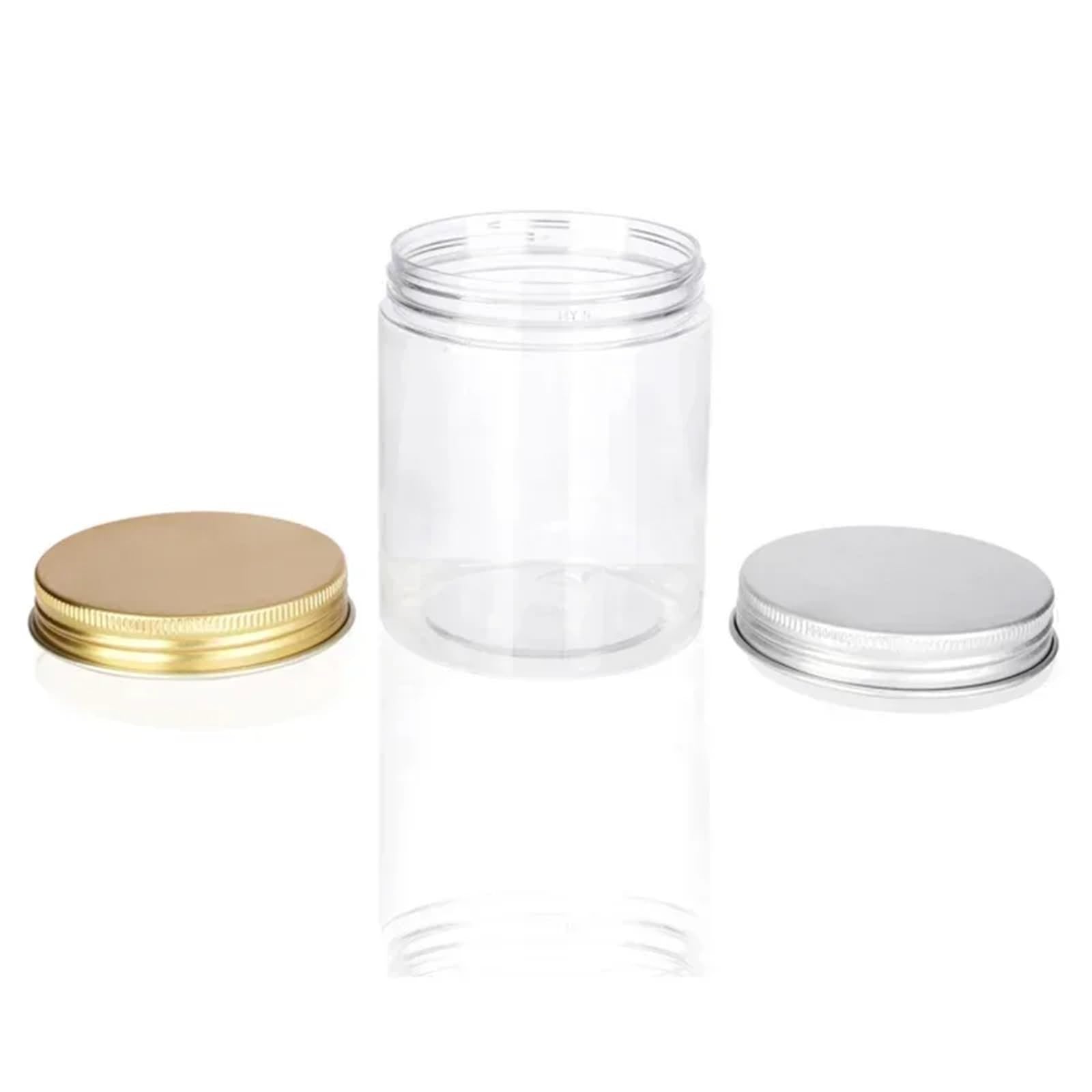 Botes Mermelada 20 tarros de plástico PET transparentes 250 ml con tapas aluminio doradas o plateadas for cosméticos, cremas faciales, alimentos, suministros for el hogar(Silver-lid)