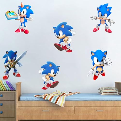 Wall Decals 3D Broken Wall Sonic Poster Stickers Removable Pvc Cartoon For Boys Kids Room Party Decoration #TOP7