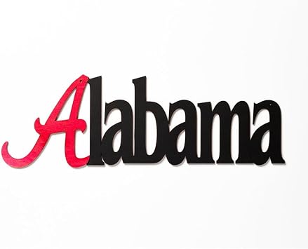 Memory Mats & Word Art US States Decorative Wall Signs, Vacation & Destination Geographic Graphic Plaque, 18 x 6 inches Alabama