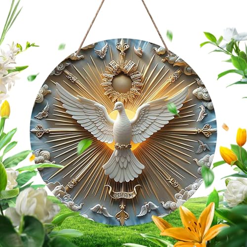 Segnale di benvenuto per porta, segno della porta principale - Cartello in legno rustico di benvenuto corona per porta colombe,Decorazioni per cartelli da parete, gancio per porta, segno d