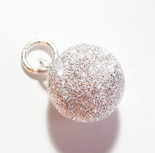 1 pc .925 Sterling Silver Stardust Round Ball Bead Charm 12mm / Findings/Brght