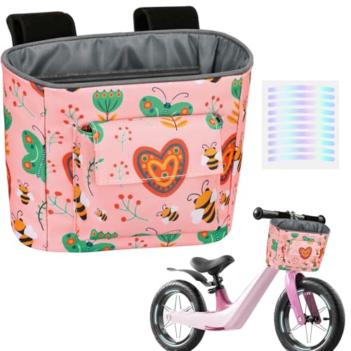 LOCAL LION Borsa Manubrio Bambini con Fissaggio Stabile, Cestino per Bicicletta Anteriore con Strisce Riflettenti per Sicurezza, Borse per Scooter in Modelli Carini