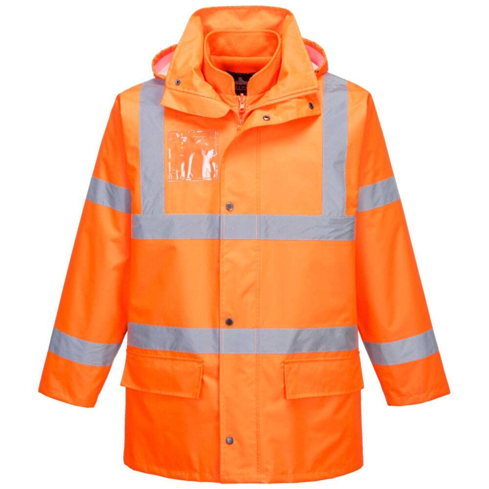 Portwest Parka 5 en 1 Essential de alta visibilidad chaqueta interior y exterior capucha ocultable S765