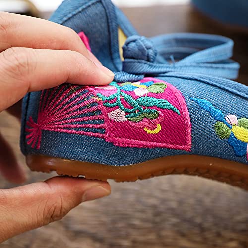 Floral Handmade Embroidered Shoes for Women Chinese Style Comfortable Loafers Shoes Casual Round Toe Walking Mary Jane Ballet Flats Shoes4