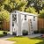 Patiowell 4x8 FT Resin Outdoor Storage Shed with Floor & 2 Windows, Large Plastic Garden Shed with Lockable Door for Backyard, Patio, and Lawn, Gray (Fit-it Shed)