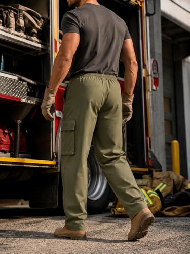 Image of Men's Cargo Pants Flame Resistant Multi-Pocket Big Tall Relaxed Work Pants | Reinforced Stitching,Greater Range of Motion