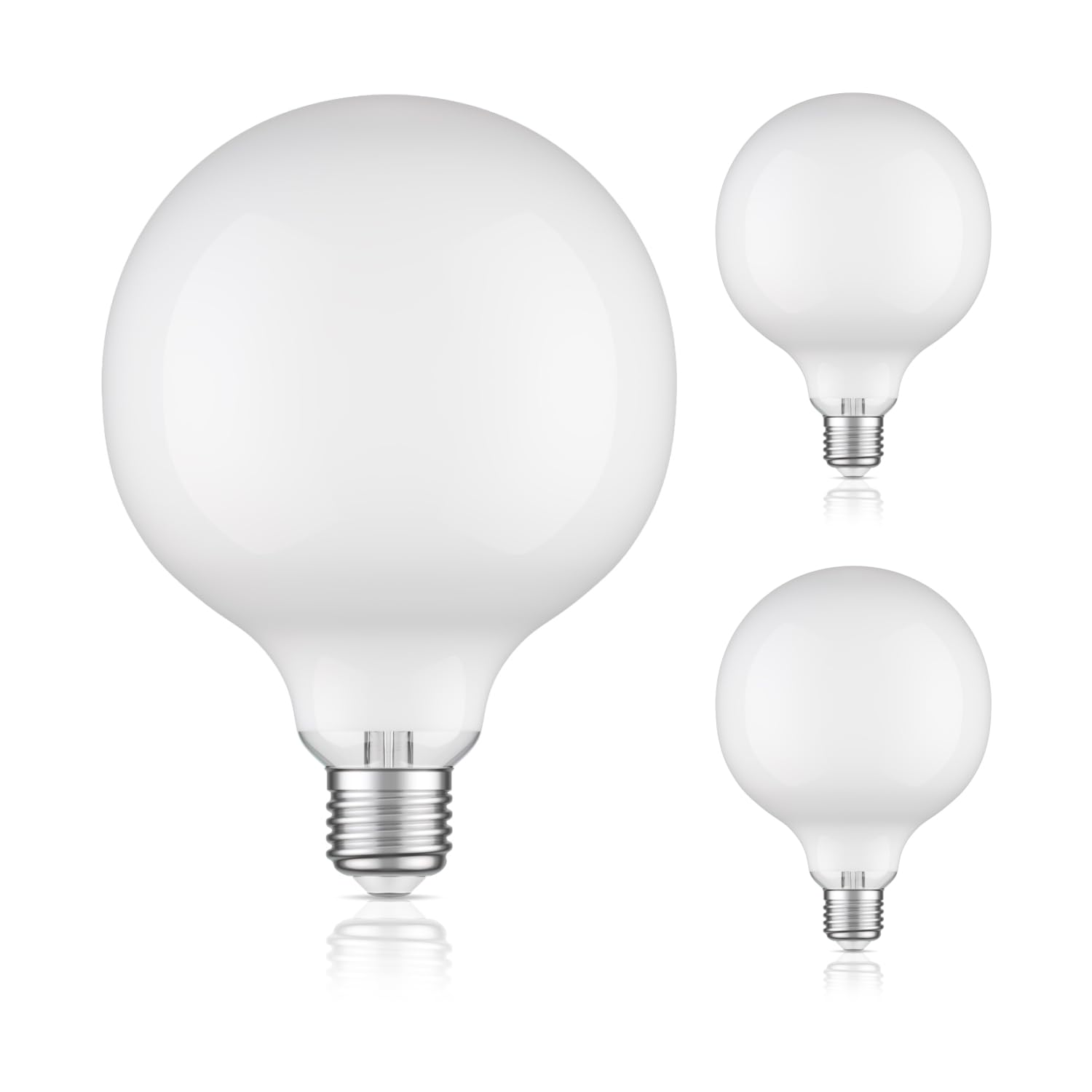 ledscom.de 3X E27 LED Bulb, G125, Warm White (2700 K), 6.2 W, 845lm, Frosted Glass Extra matt