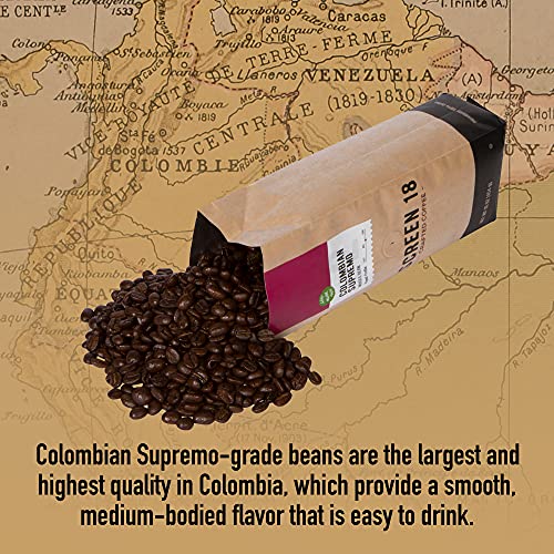 Screen 18 Specialty Grade Premium Colombian Supremo Coffee Beans, Single Origin, Medium Dark Roast, Whole Beans, 1 Lb #TOP2