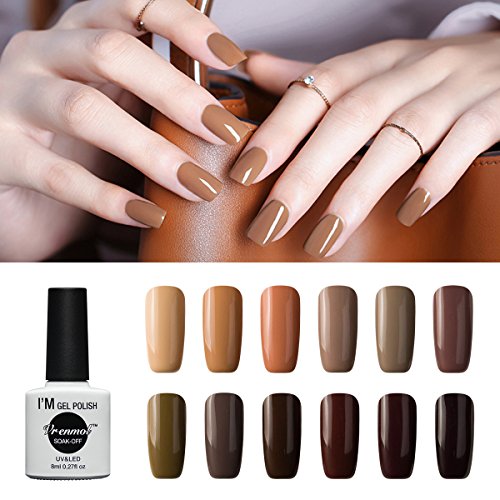 Vrenmol Gel Nail Polish Set 12pcs Brown Soak off UV LED Nail Polish Nail Lacquers Nail Art Manicure Kit