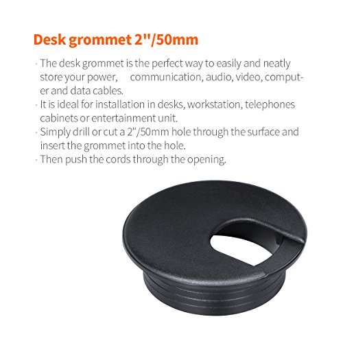 Desk Grommet 2 Inch, Plastic Desk Cord Cable Hole Cover Grommet - 10 Packs, Black #TOP6