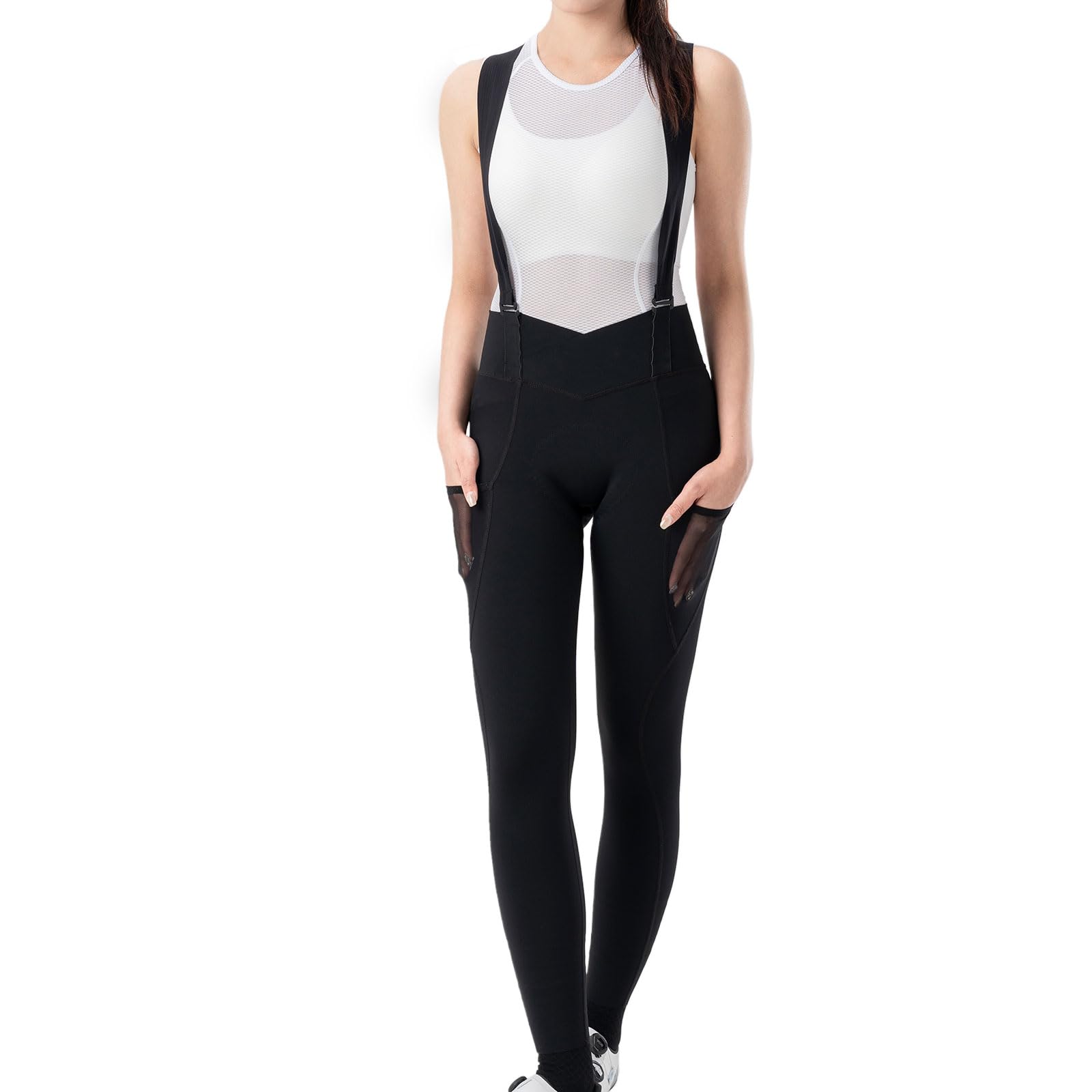 ROCKBROS TVI Culotte Ciclismo Largo para Mujer, Tirantes Ultraligeros Extraíbles Pantalones Bicicleta Montaña y Carretera Acolchado Transpirable con Bolsillo, Ropa Verano