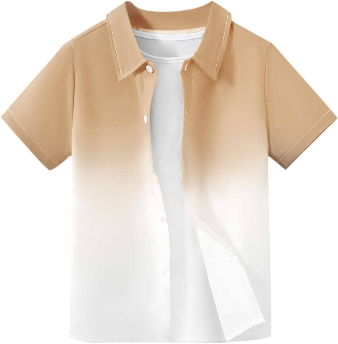 Haloumoning Boys Button Down Shirts Short Sleeve Gradient Shirt Kids Summer Casual Beach Hawaiian Shirts 5-14Y