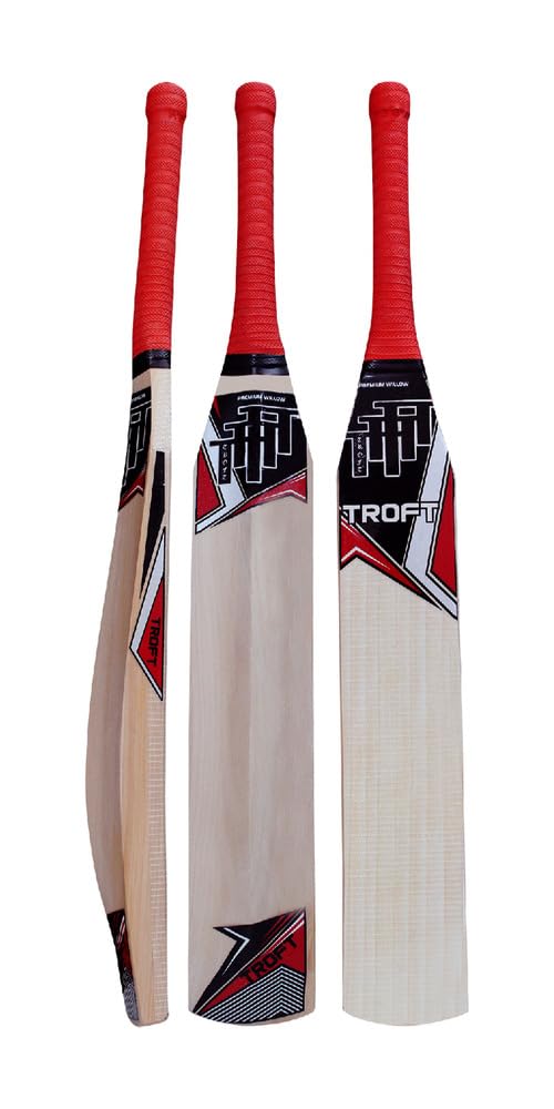 Troft™ V-Shaped Mongoose Kashmir Willow Bat with Double Padded Classy Bat Cover | (Size | Short Handle (33.5 in)