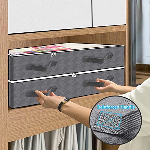 4 Pack Under Bed Storage Containers, Large Capacity Foldable Underbed Storage Bags Organizer, Clothes Storage Bins With Clear Window And Reinforced Handles For Blanket, Comforter, Bedding, Toys #TOP4