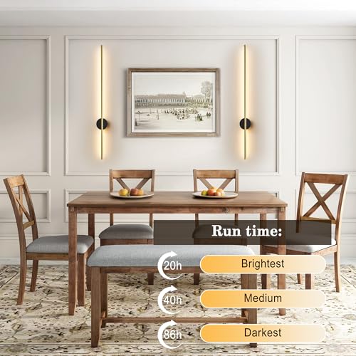Image of Battery Operated Modern Wall Sconce Set of Two,Rechargeable Wireless Wall Lights with Remote Control,Dimmable,3 CCT,Cordless Lighting Fixtures for Bedroom,Living Room,Hallway,39.3 Inch,Black Gold