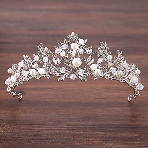 Tocado de novia con corona de cristales para regalo de quinceañera