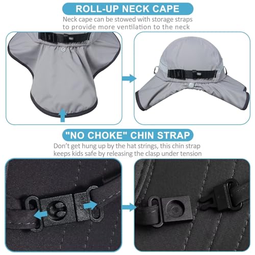 GADIEMKENSD Kids Sun Hat with Neck Flap UPF 50+ Wide Brim Play Hat Ultra-Light3