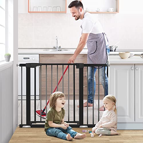 Alvod Baby Gate For Stairs, 40.55''-46'' & 29.53''-35'' Wide Auto Close Indoor Dog Gates For Doorways, 30" Tall Easy Walk Through Baby Safety Gate Includes 2.75" 11" Extensions #TOP5