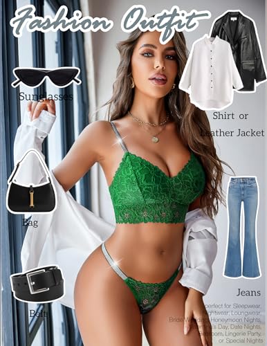 Image of Avidlove Lingerie Set for Women Lace Bra and Panty Set Two Piece Sheer Bralette