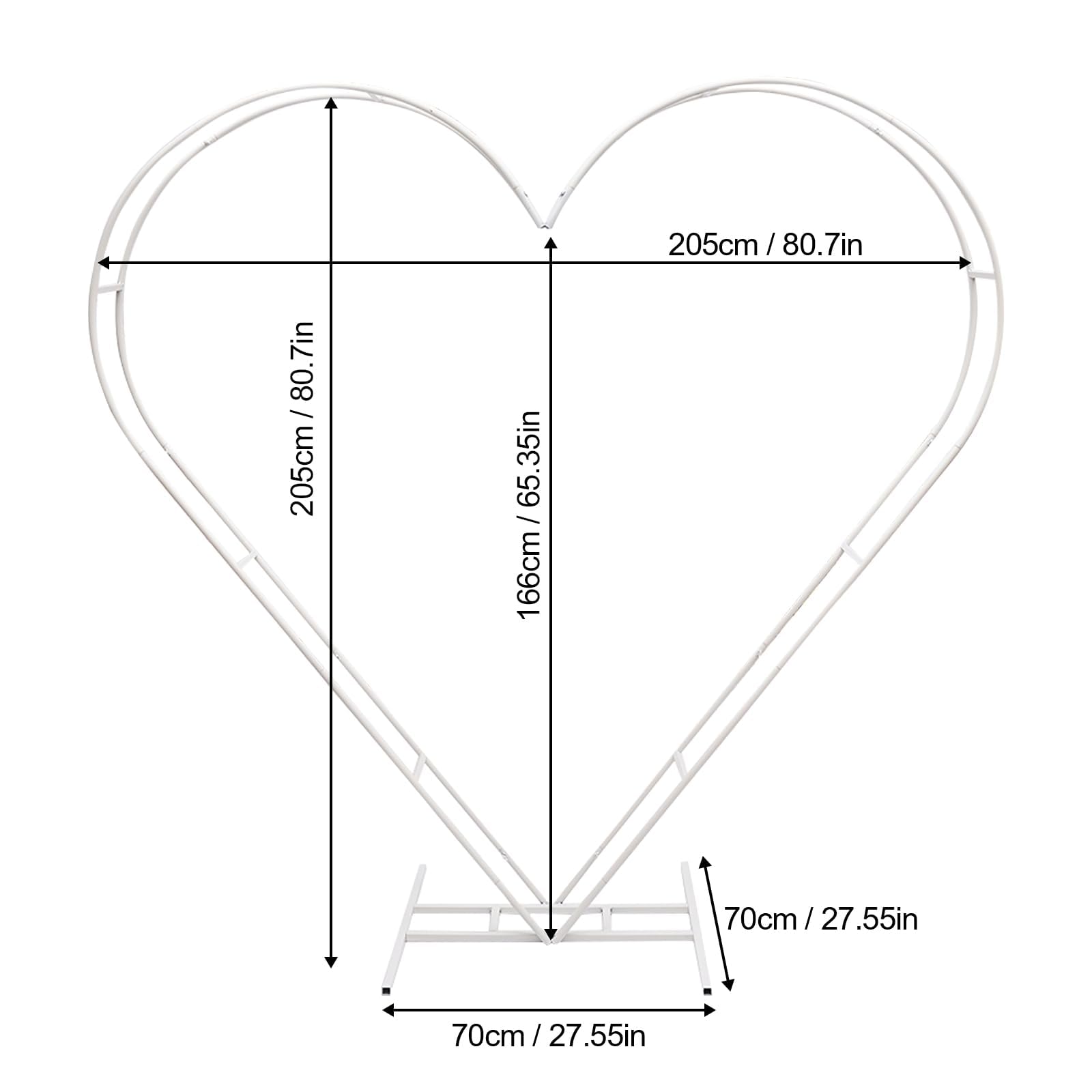Herz Hochzeitsbogen 205CM Metall Ballon Bogen Weiß Wedding Arch Backdrop Stand Rosenbögen Hochzeit Blumen Ballon Bogen Kit für Hochzeit Geburtstag Party Dekorationen