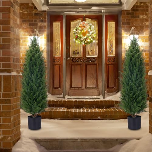 Künstlicher Zedernbaum, Topiary, Topfpflanzen, UV-beständig, für den Außenbereich, künstlicher Strauch, für Zuhause und Büro, Innendekoration, beschnittene Bäume, künstlicher Außenbereich, 2 Stück pro