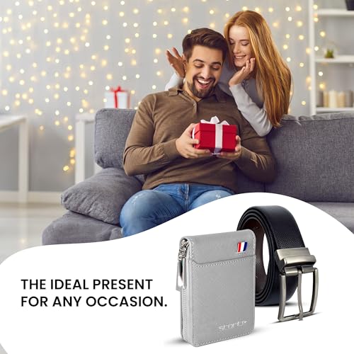 Storite PU Leather 9 Slot Vertical Credit/Debit Card Holder & Belt Combo, Money Wallet Zipper Coin Purse Valentine Gift for Men- (11.5 x 2 x 8 cm) 7 514iFdWoj8L