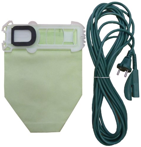 Mister Vac A919 - Bolsas de papel, 12 unidades y cable de alimentación, para aspiradoras Vorwerk Kobold VK 135/136