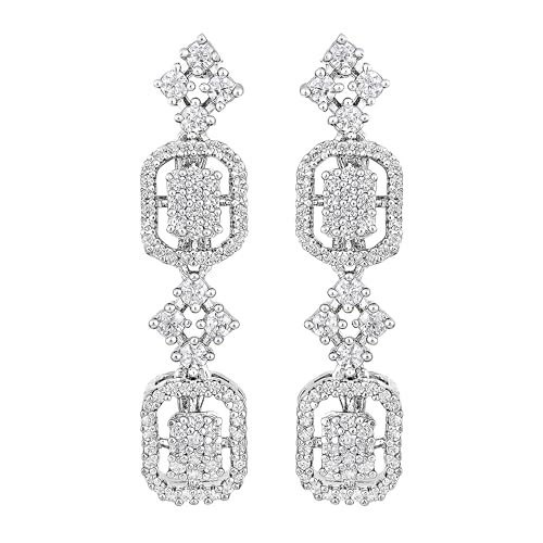 Image of Asmitta Jewellery Rhodium Plated Silver Toned Contemporary Choker Jewellery Set For Women Girls | Combo Of White And Baby Pink Cubic Zirconia & American Diamond Studded Necklace And Earring |Jewelry Suitable For Wedding Party (Contemporary)