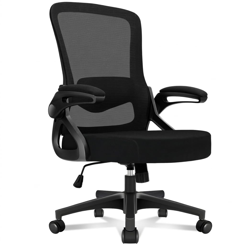 Sedia Ufficio Ergonomica, Sedia da Scrivania in Rete con Supporto Lombare 4D, Braccioli Ribaltabili 90°, Schienale Alto, Altezza Regolabile, Basculante 90°-125°, Portata 130 kg