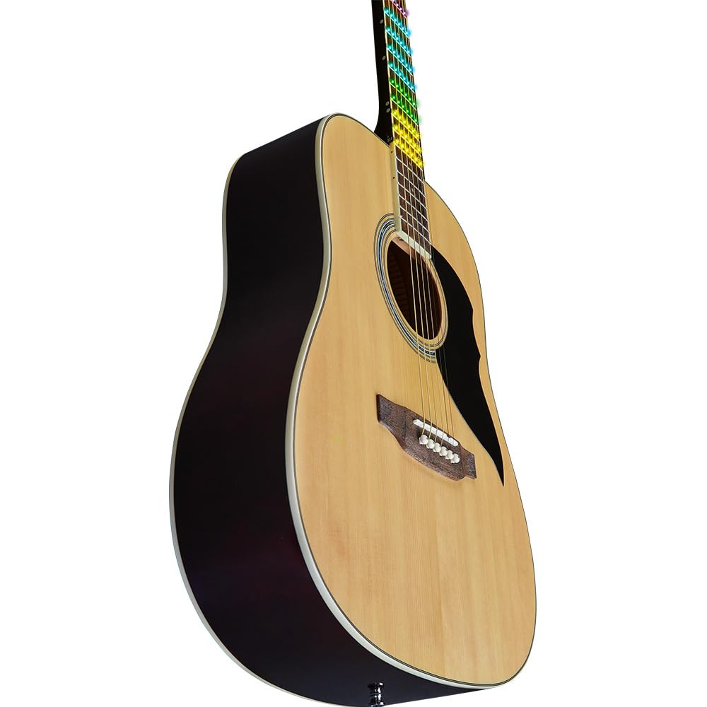 EKO GUITARS – RANGER NAT Visual Note, Guitare Acoustique Dreadnought, Table Épicéa, Dos et Éclisses Tilleul, Lamelle LED Visual Note Compatible APP, Couleur Natural