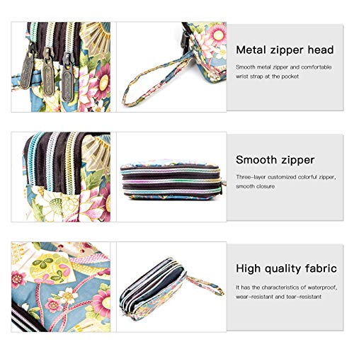 Image of BIAOTIE Large Capacity Wristlet Wallet - Women Printed Nylon Waterproof Handbag Clutch Purse