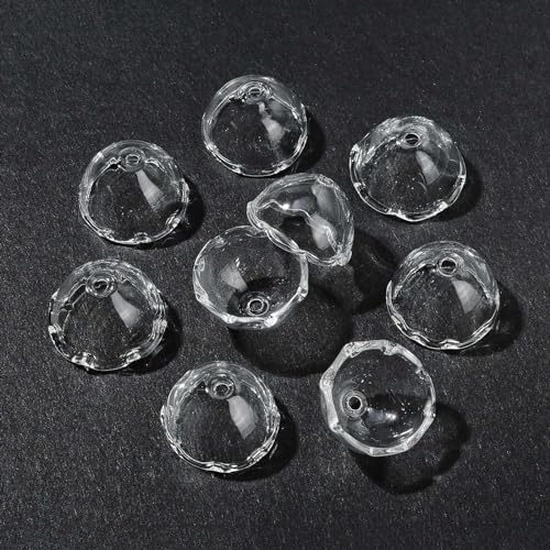 UR URLIFEHALL 10 Pcs Flower Glass Bead Cones Wind Chimes Bead End Caps Flower Shaped Beads for Jewellery Making Crafts Home Gift Decor