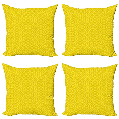 Ambesonne Aboriginal Throw Pillow Cushion Case Pack of 4, Yellow