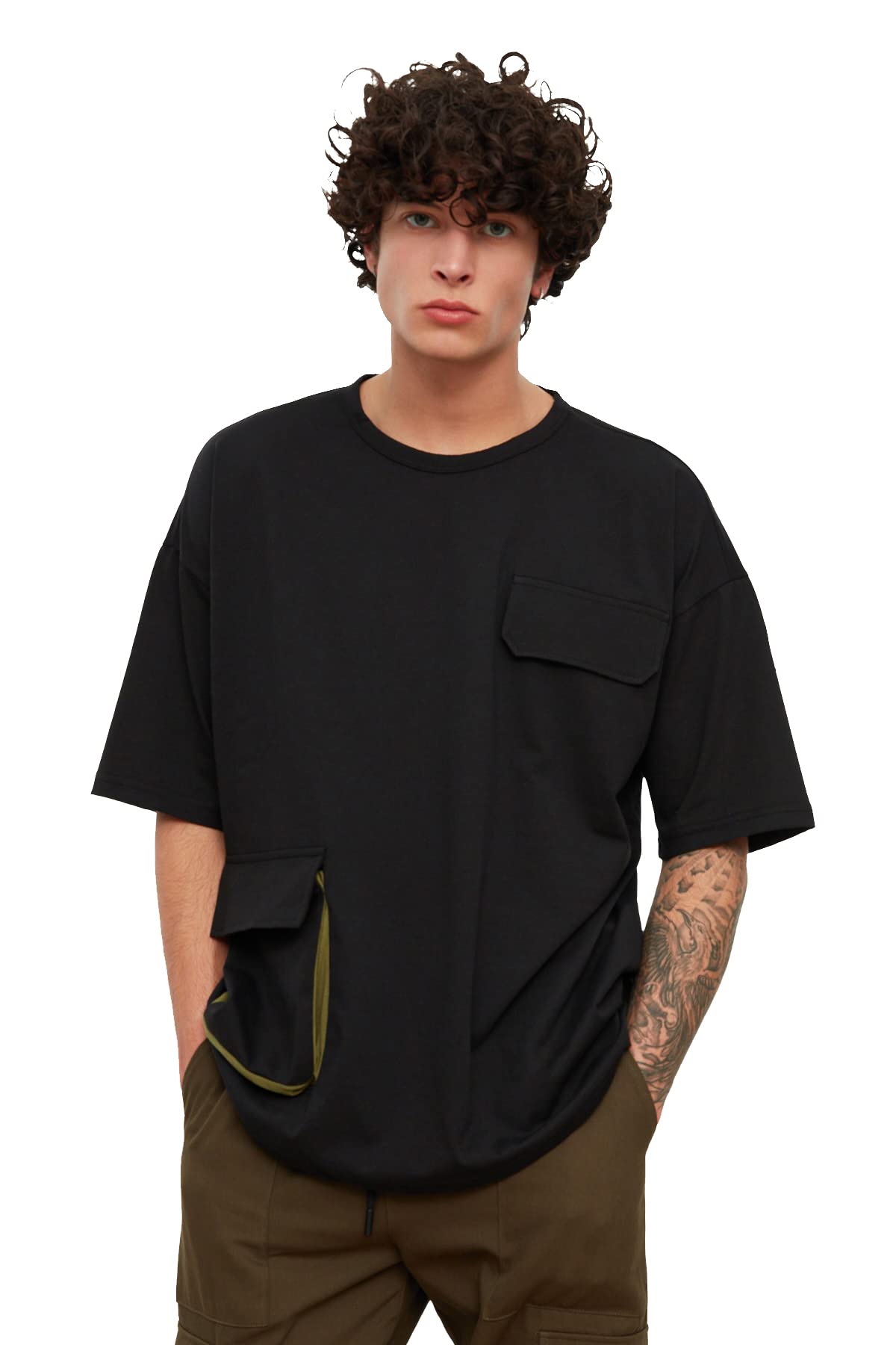 TrendyolMen's Man Young Oversize Basic Crew Neck Woven T-shirt Trendyol Man Young Oversize Basic Crew neck Knit T-Shirt (pack of 1)