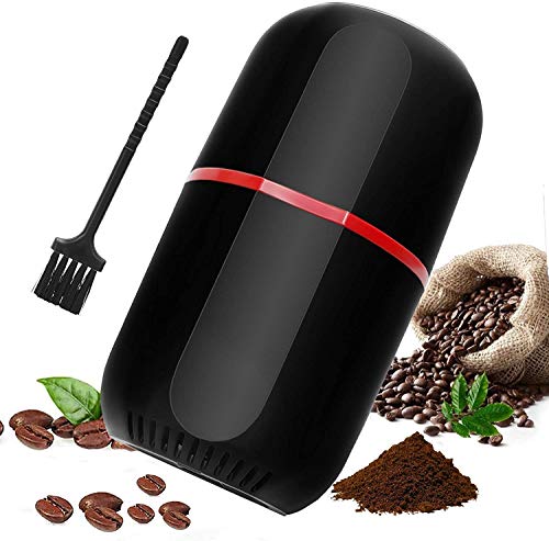 Tragbare Kaffeemühle Elektrische, Klingenschleifer für Kaffeebohnensamen Nuss Gewürzkraut Pfeffer mit transparentem Deckel
