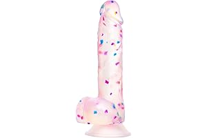7.6in Dildo Realistic Rainbow Silicone Suction Cup Adult Sex Toy