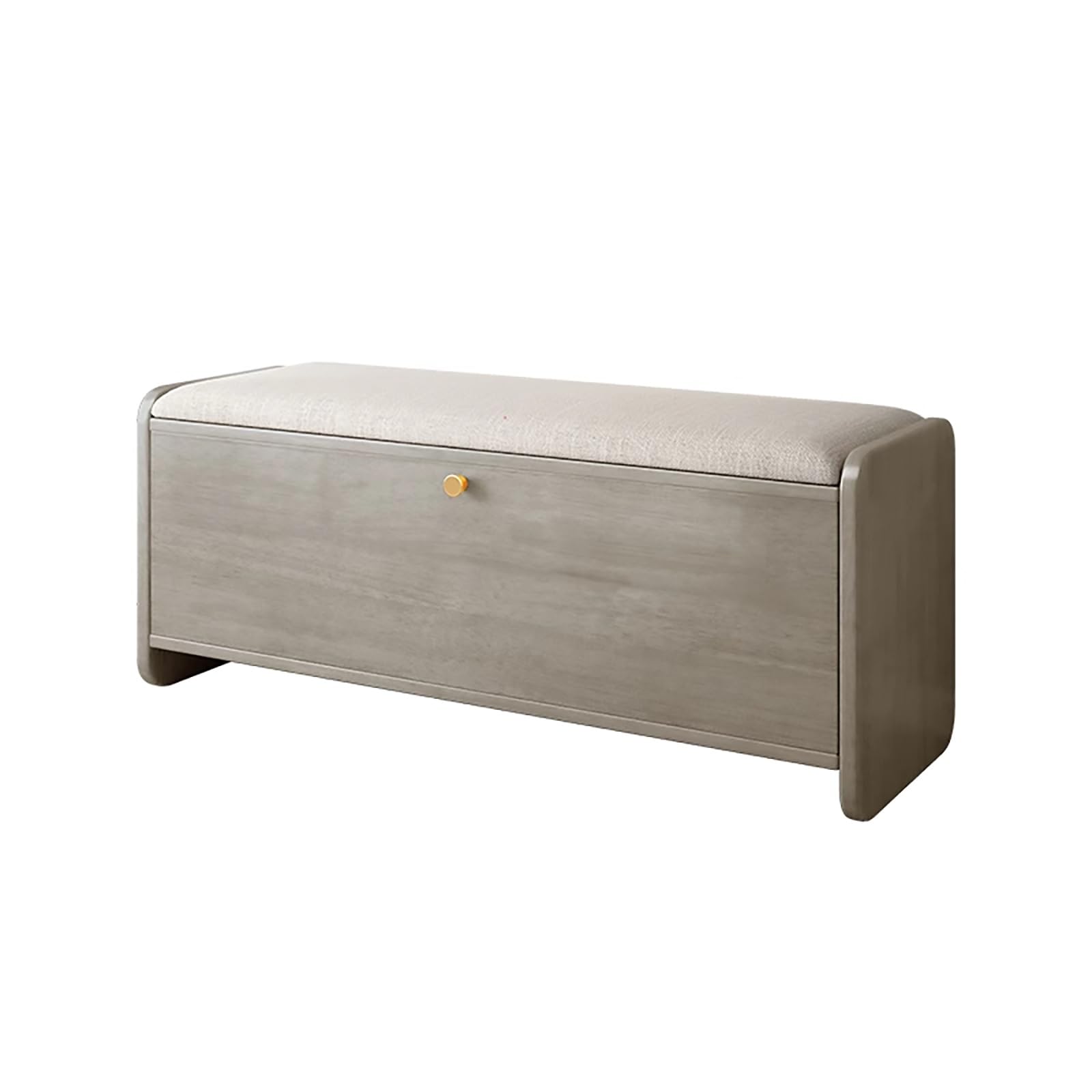 MSHGSKU Wooden Shoe Storage Bench with Flip Drawer and Cushioned Seat Grey Entryway nizer (60x30x46cm)