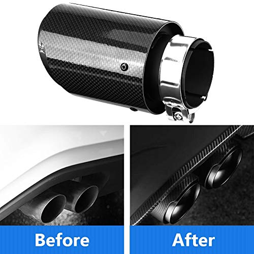 Qiilu Muffler Exhaust End Tip Pipes Carbon Fiber Style Tailpipe Muffler Tip For 2.36-2.5 Inch Inlet 3.5 Inch Outlet - Glossy Carbon Fiber - #TOP2