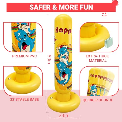 Image of Kid Punching Bag, Inflatable Punching Bag for Kids Age 3-14, Freestanding Boxing Bag for Boys & Girls, Kids Boxing Set for Martial Arts, Karate, Taekwondo