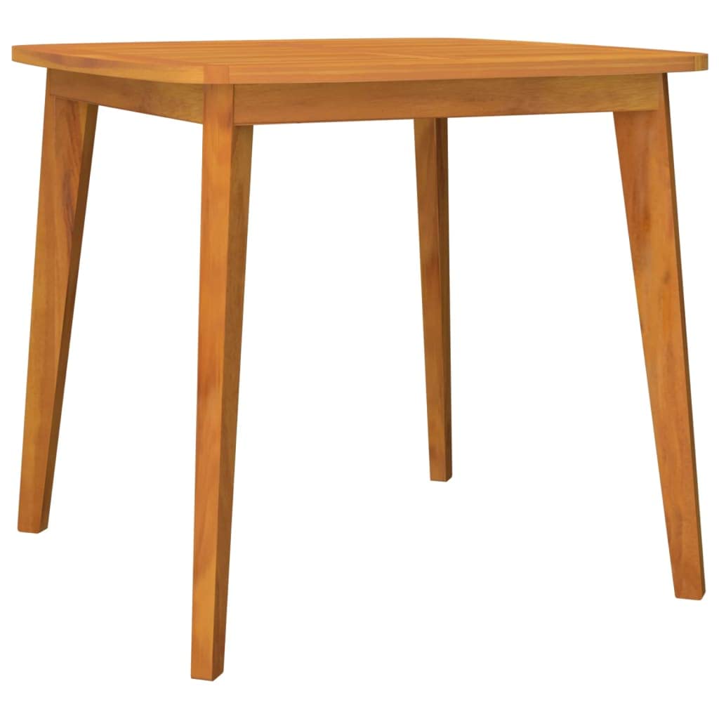 Kwadratowy stół ogrodowy z drewna akacjowego, 85 x 85 x 75 cm, z ukośnymi nogami, blat z litego drewna z listewkami, na napoje i przekąski, stabilny drewniany stół do użytku na zewnątrz