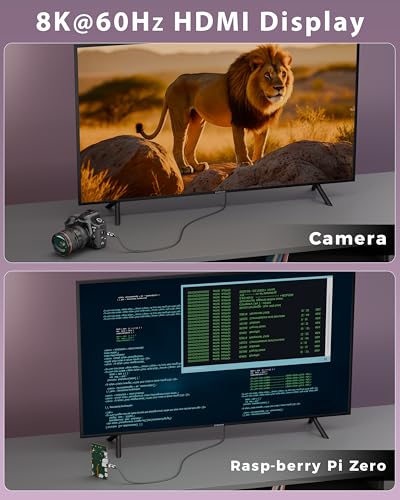 Image of FEDUS EIKON Mini HDMI to Standard HDMI Adapter 8K@60Hz, 4K@144Hz, 2K@240Hz, Male to Female Converter, 48Gbps, support HDR, 3D for DSLR Camera, Camcorder, Laptop, Pi Zero, Monitor, Desktop, Projector