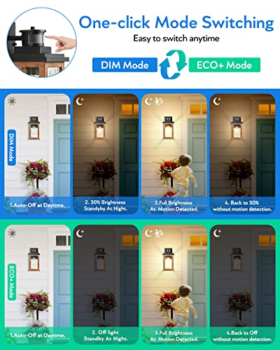 Image of VIANIS Motion Sensor Outdoor Light, Dusk to Dawn Outdoor Lighting for House | Anti-Rust, Weather Resistant, Farmhouse Wood Grain Garage Lights, Lantern Wall Mount, Waterproof Porch Sconce for Entryway