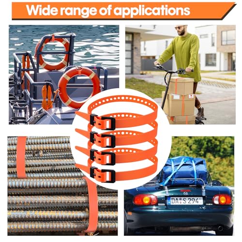 Sangles industrielles réutilisables Blulu de 50,8 cm orange lot de 8