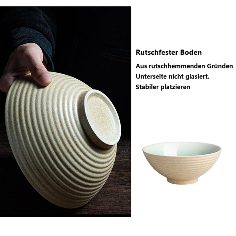 2 x Ramenschale aus japanischer Keramik Ramen Schüssel Set 1100 ml Suppe Schüssel mit Löffel und Essstäbchen(6-teilige) Mikrowellen und Spülmaschinen Sicher,Feuriges rot