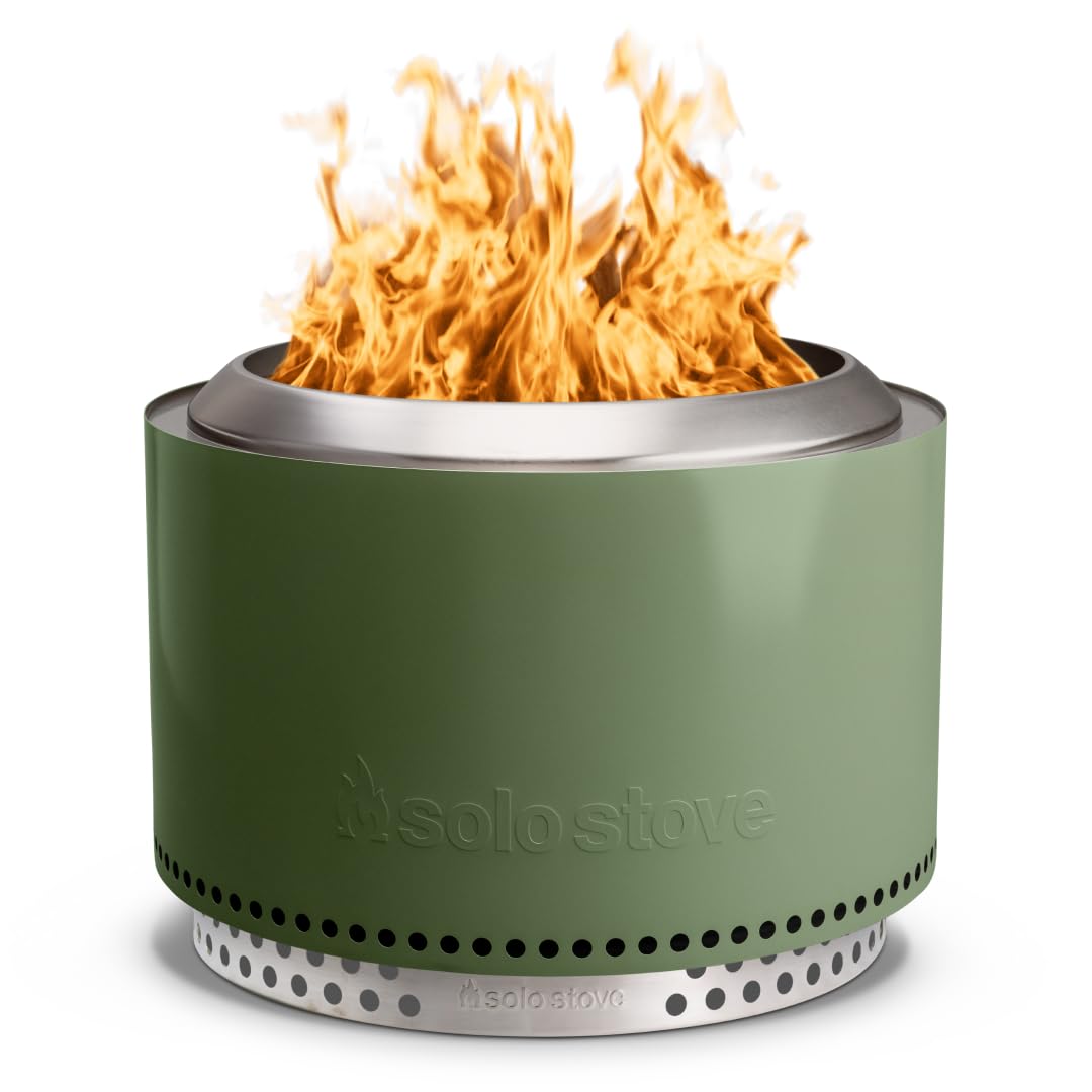 Solo Stove Yukon 2.0 with Stand, Smokeless Fire Pit | Portable Wood Burning Fireplace with Removable Ash Pan, Large Outdoor Firepit, Stainless Steel, H: 19.8 in x Dia: 27 in, 43.9. lbs, Color: Olive