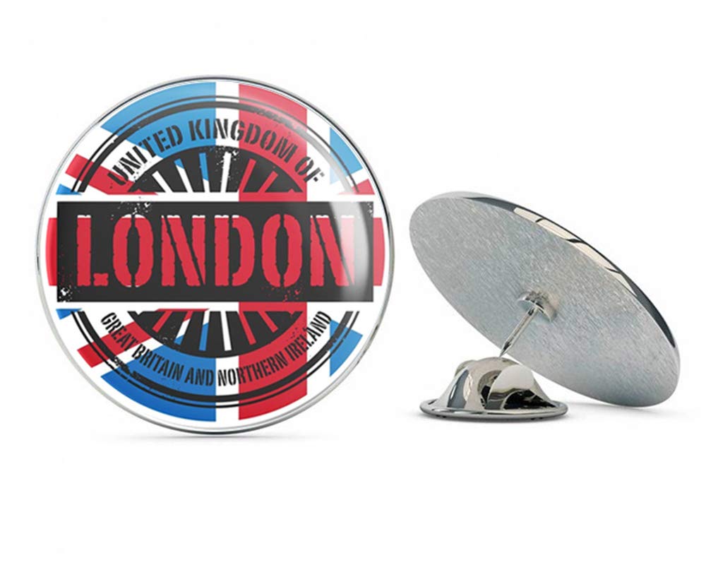 Nics PinsLondon England UK Round Metal 0.75" Lapel Pin Hat Shirt Pin Tie Tack Pinback