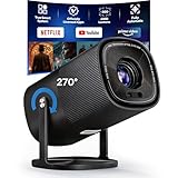 【Built-in Officially-Licensed Apps & 500 ANSI Lumens & Full Automatic】BoldEver 2026 Upgraded Mini Smart Projector with WiFi 6 and Bluetooth, 270° Adjustable Stand, Movie Projector Indoors Outdoors