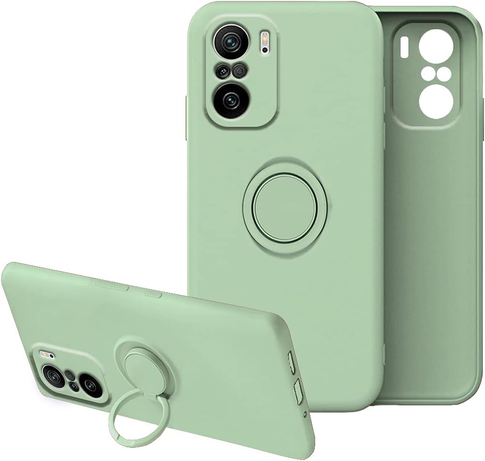 para Funda Xiaomi Mi 11i Funda Poco F3 Silicona Líquido, Fundas Xiaomi Mi 11i/Xiaomi Poco F3 Funda para Car Soporte, Carcasa Xiaomi Mi 11i/Poco F3 Case Suave (Poco F3, Verde Claro)